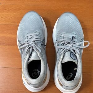 Asics Silver and White Athletic Sneakers